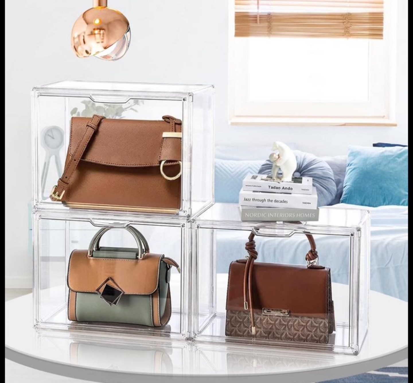 Set of Clear Acrylic Stackable Storage Boxes with Magnetic Doors - photo 3