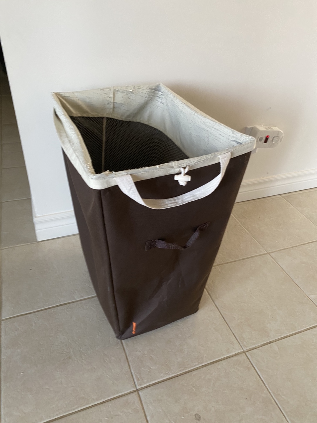 Brown fabric laundry hamper