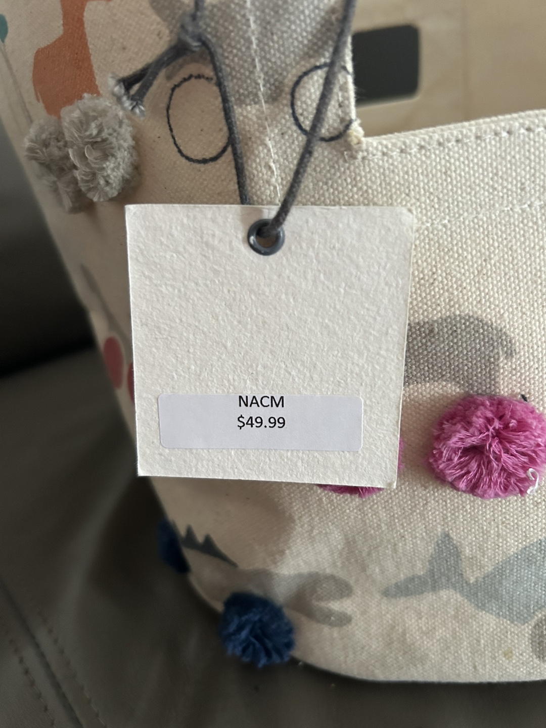 Pehr Canvas Storage Bin with Pom-Poms - photo 2