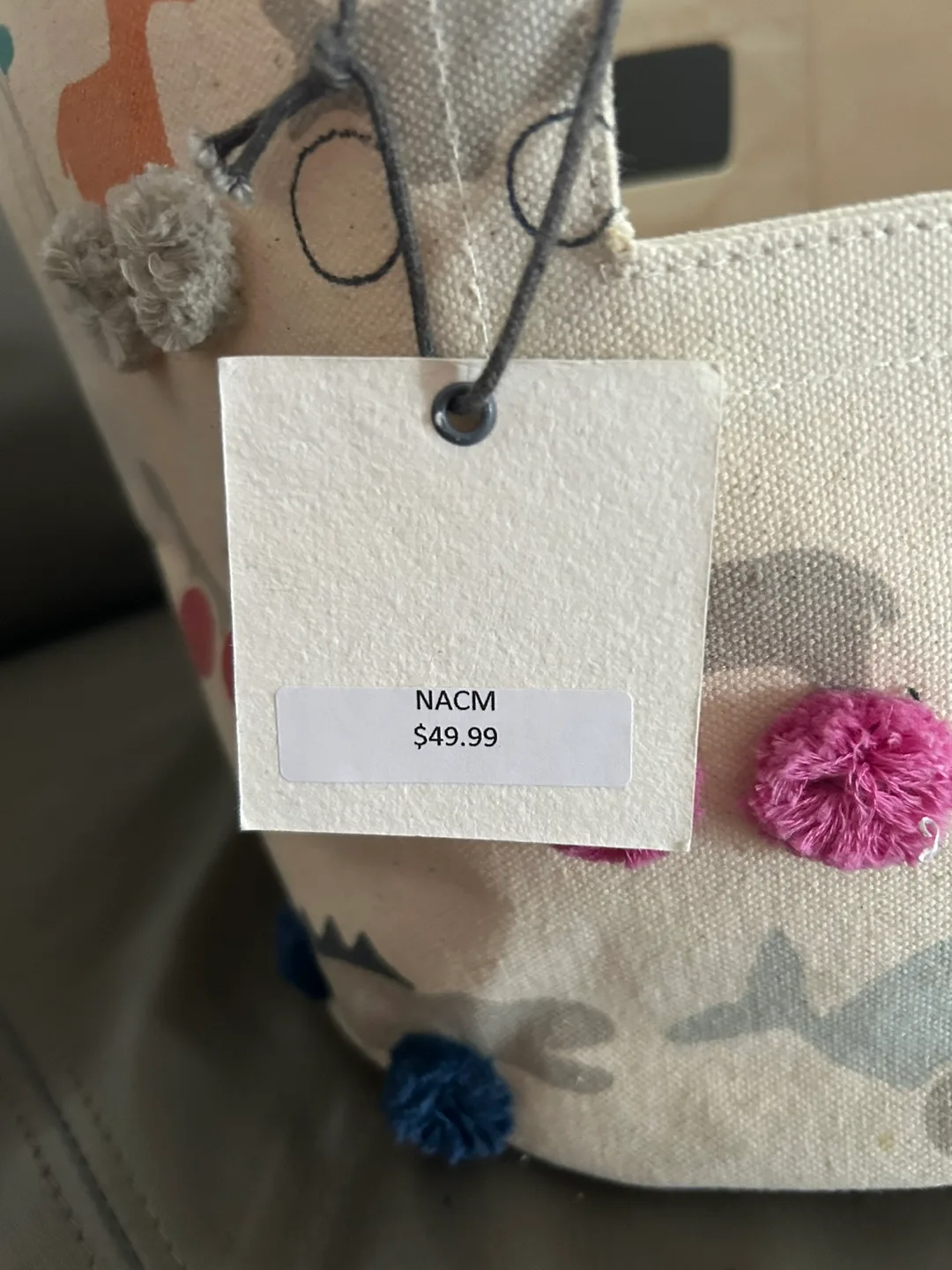 Pehr Canvas Storage Bin with Pom-Poms image indicator(2)