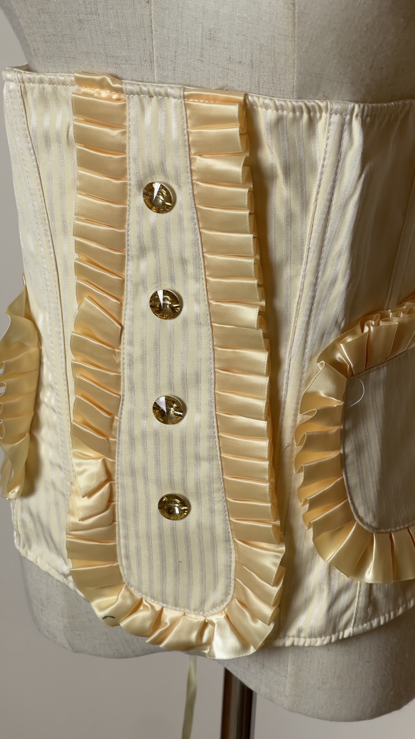 Cream coloured striped corset with ruffles - photo 3