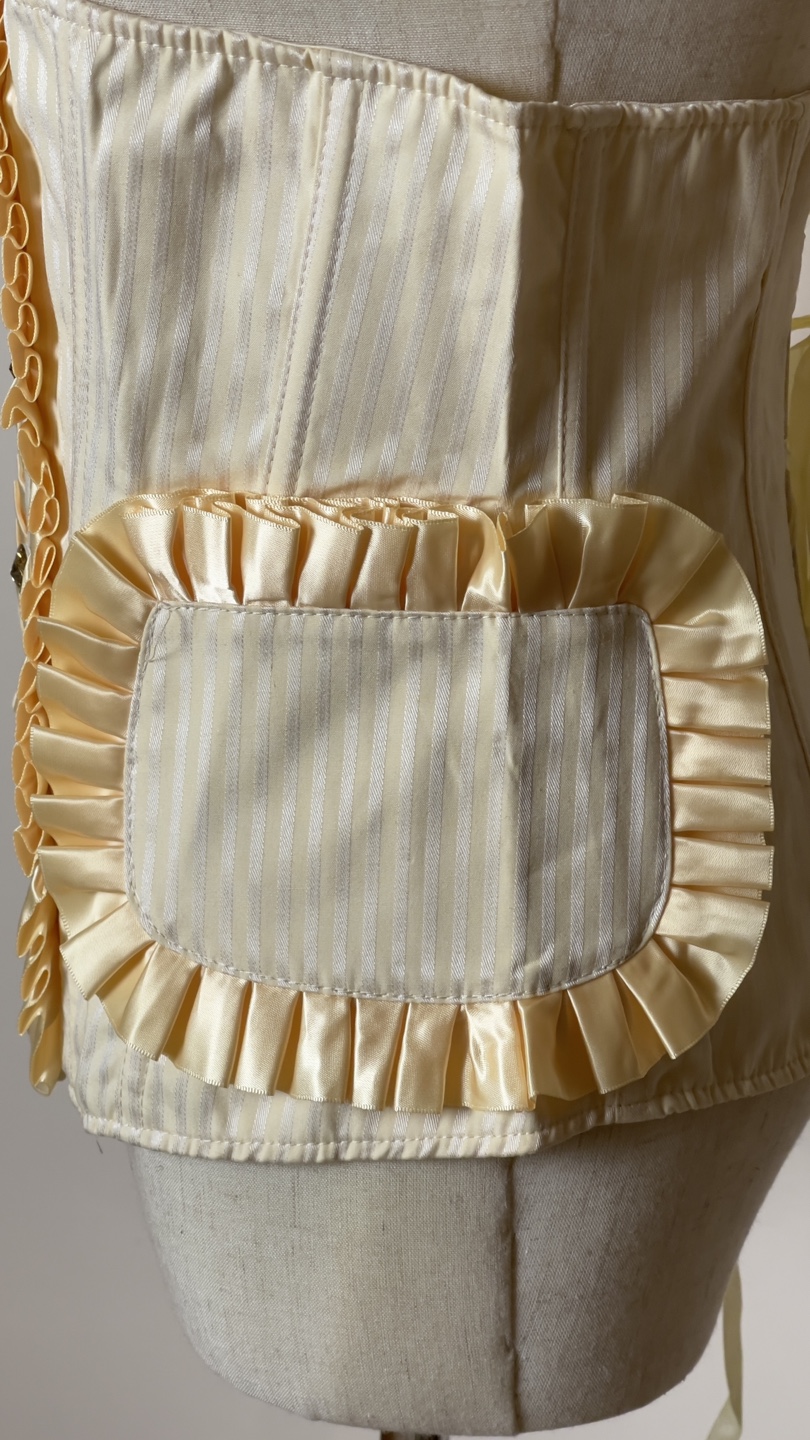 Cream coloured striped corset with ruffles - photo 4