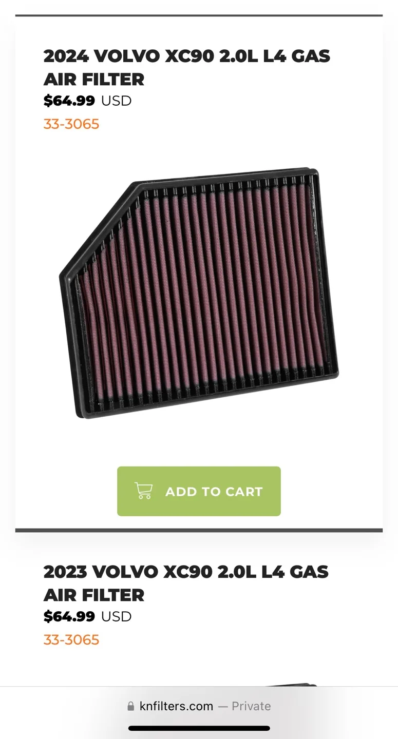 🇨🇦 K&N Engine Air Filter for Volvo XC90 2015-2025 image indicator(6)