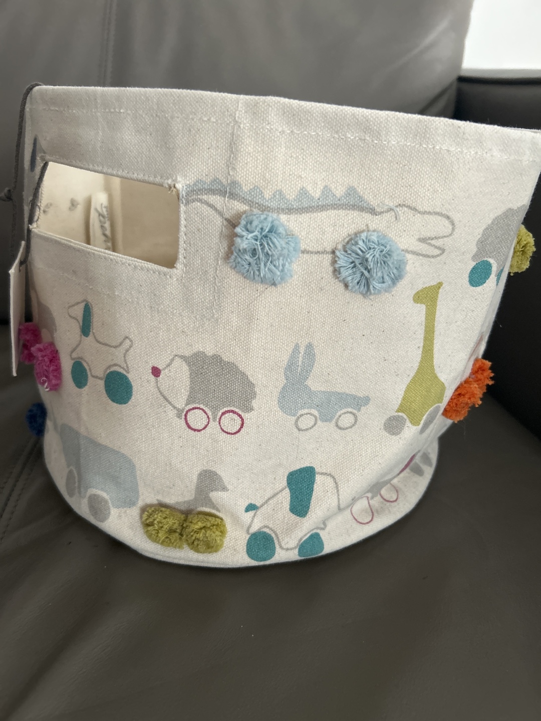Pehr Canvas Storage Bin with Pom-Poms - photo 3