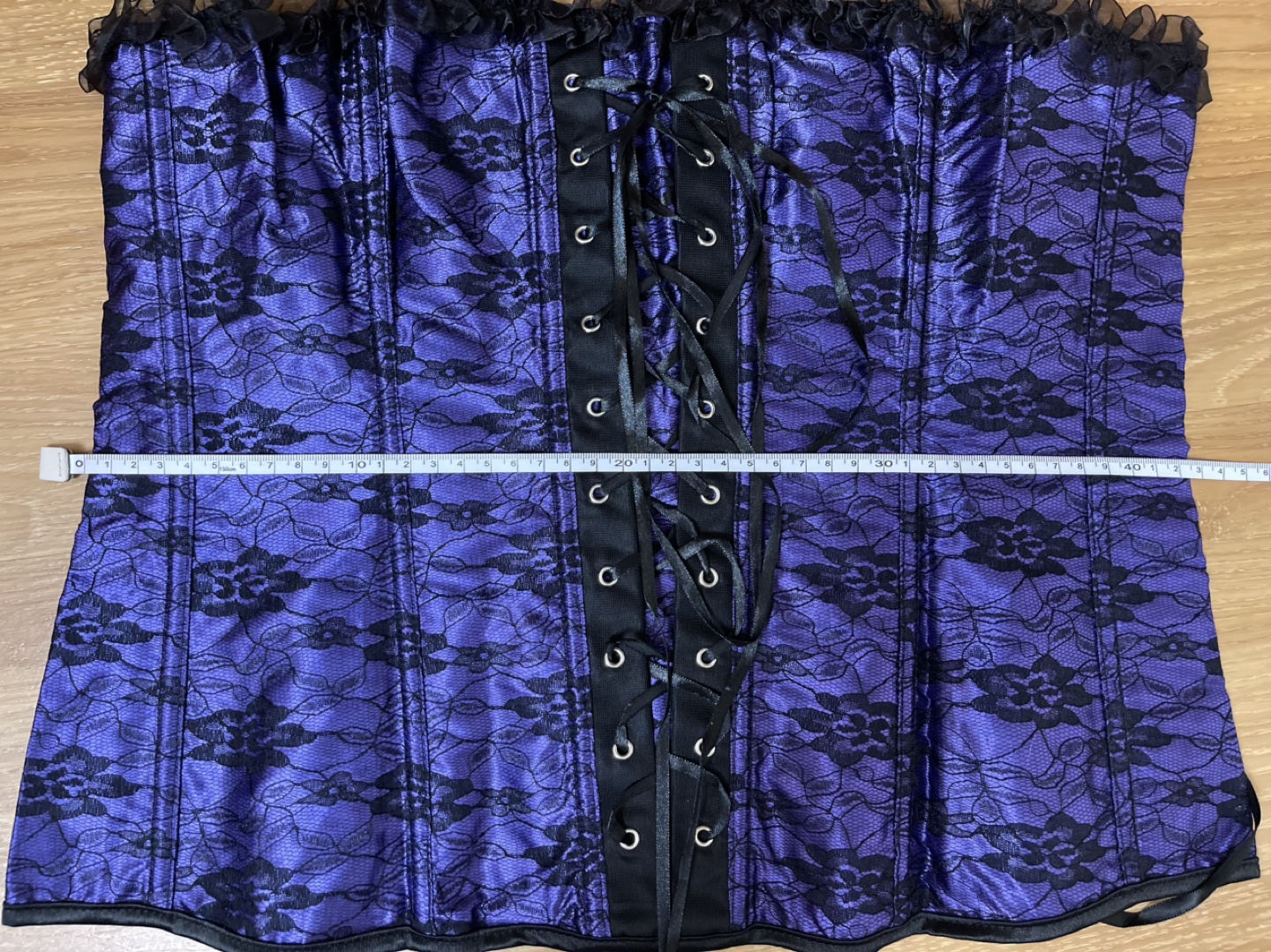 Purple Lace-Up Corset with Black Ribbon - photo 4