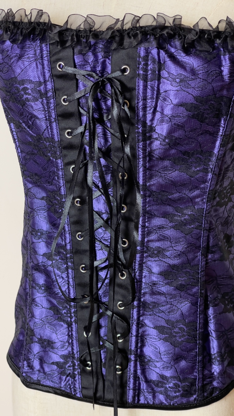 Purple Lace-Up Corset with Black Ribbon - photo 2