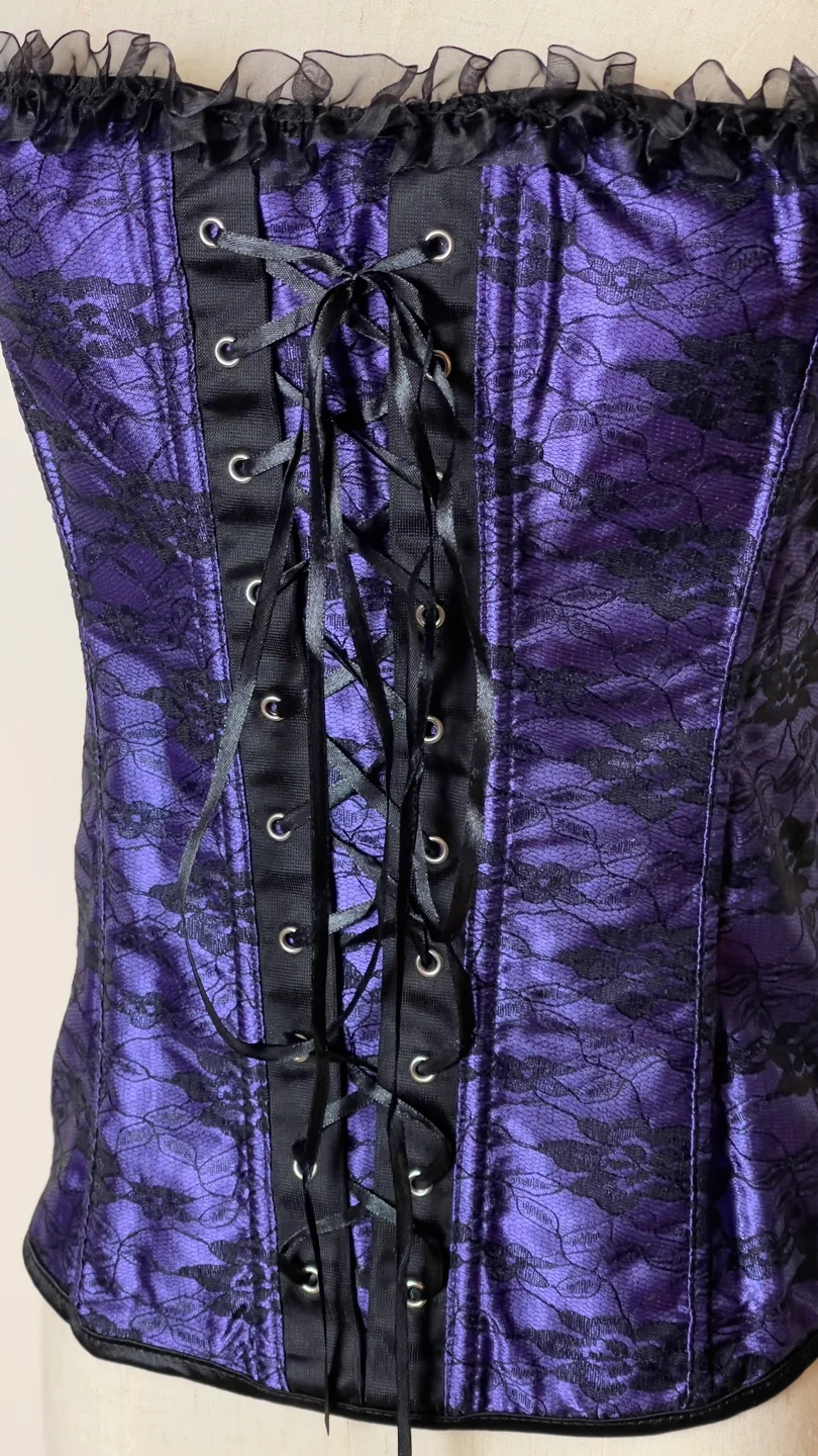 Purple Lace-Up Corset with Black Ribbon image indicator(2)