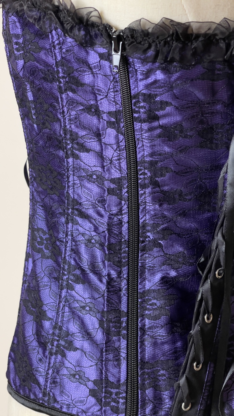 Purple Lace-Up Corset with Black Ribbon - photo 3