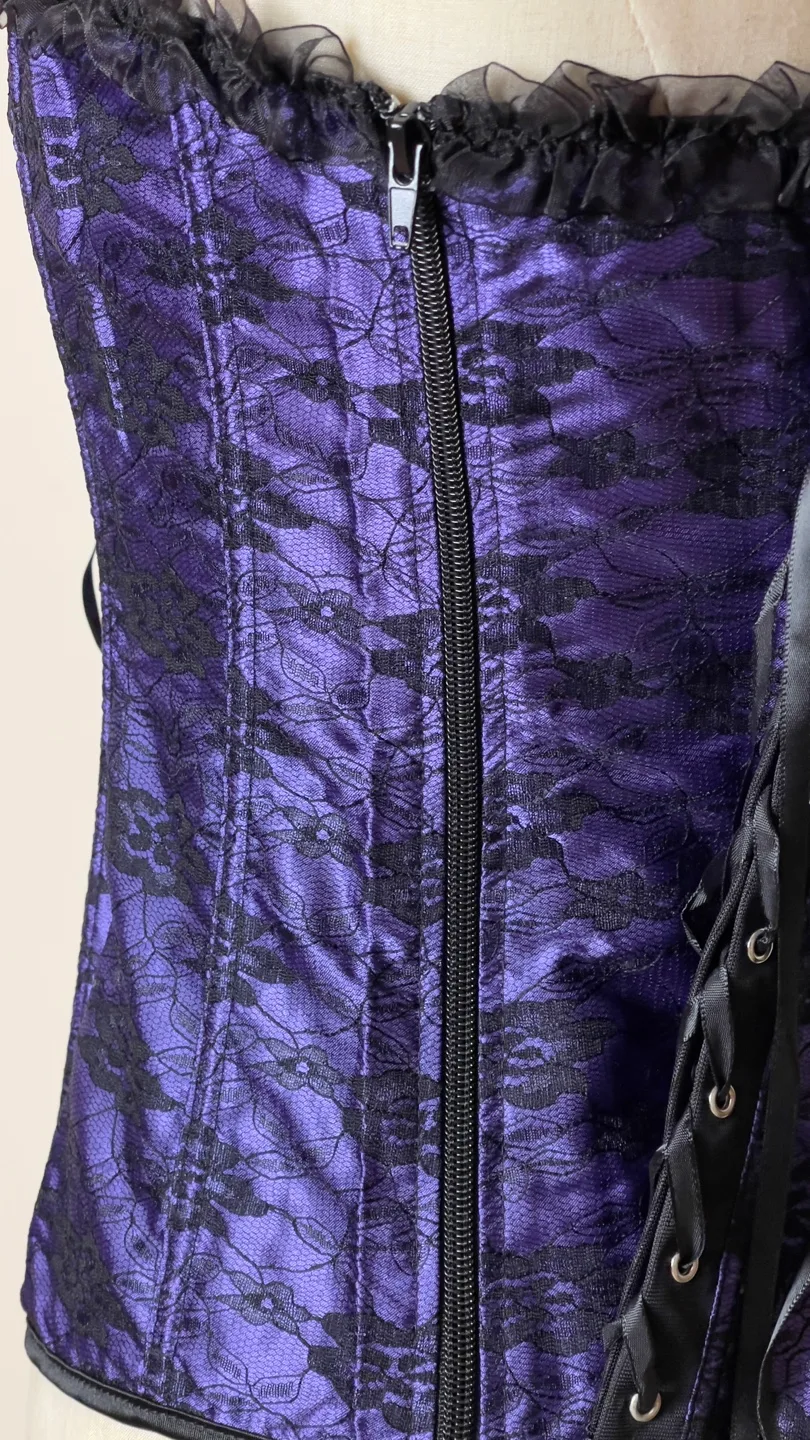 Purple Lace-Up Corset with Black Ribbon image indicator(3)