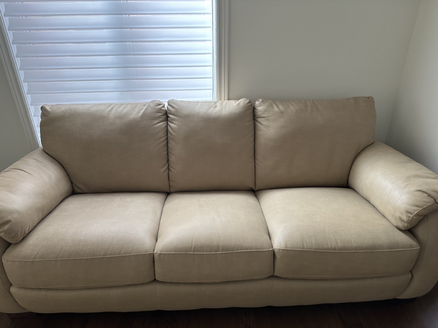 Beige Faux Leather Sofa