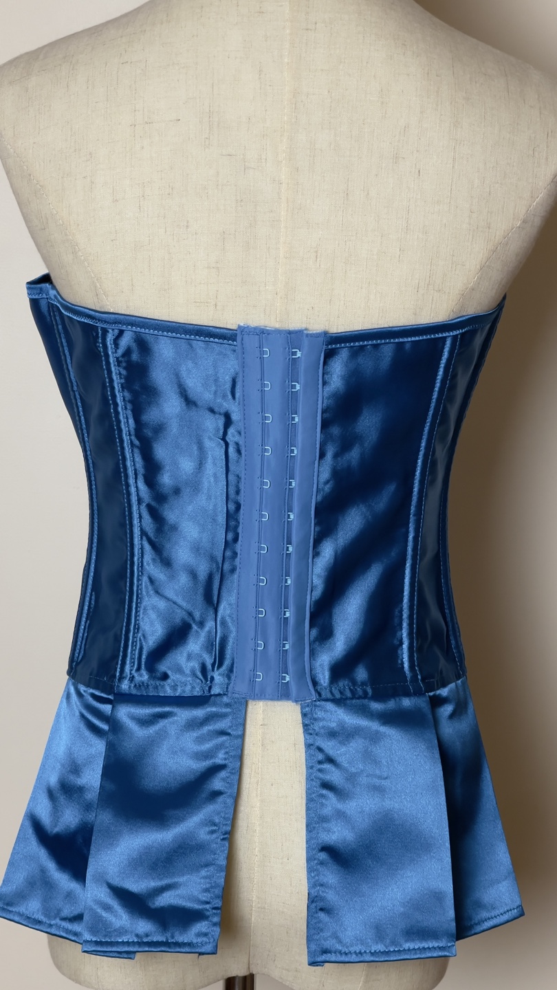 Blue Satin Corset with Lace-up Back - photo 2
