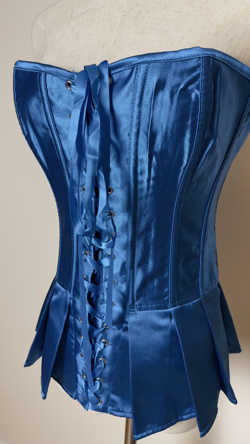 Blue Satin Corset with Lace-up Back - photo 3