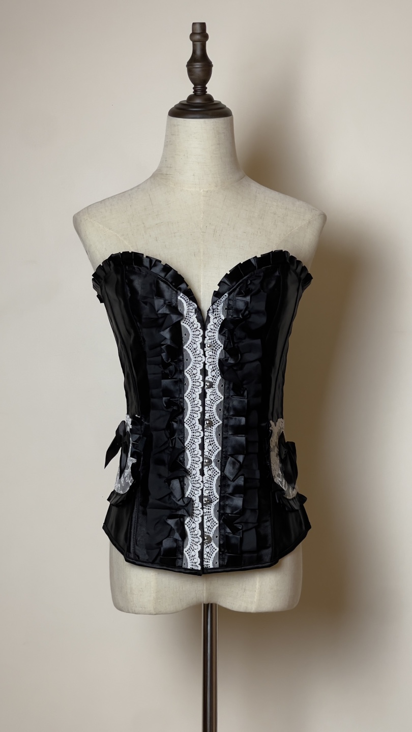 Black and White Lace-Up Corset