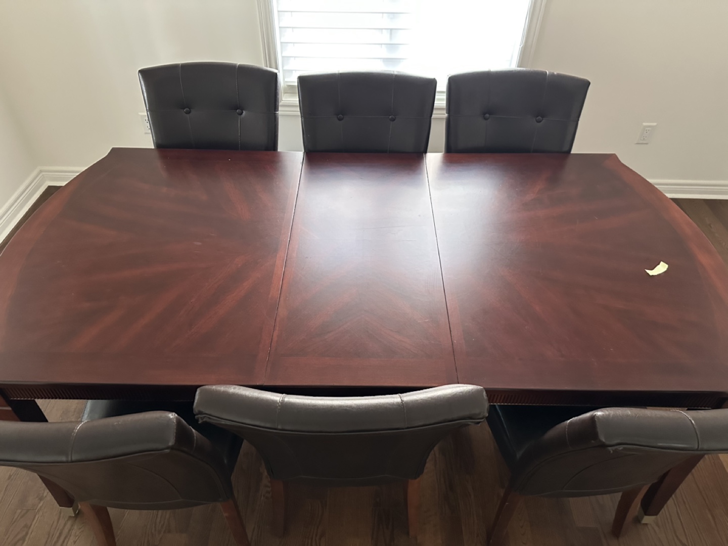 Dark Wood Dining Table Set with 6 Chairs