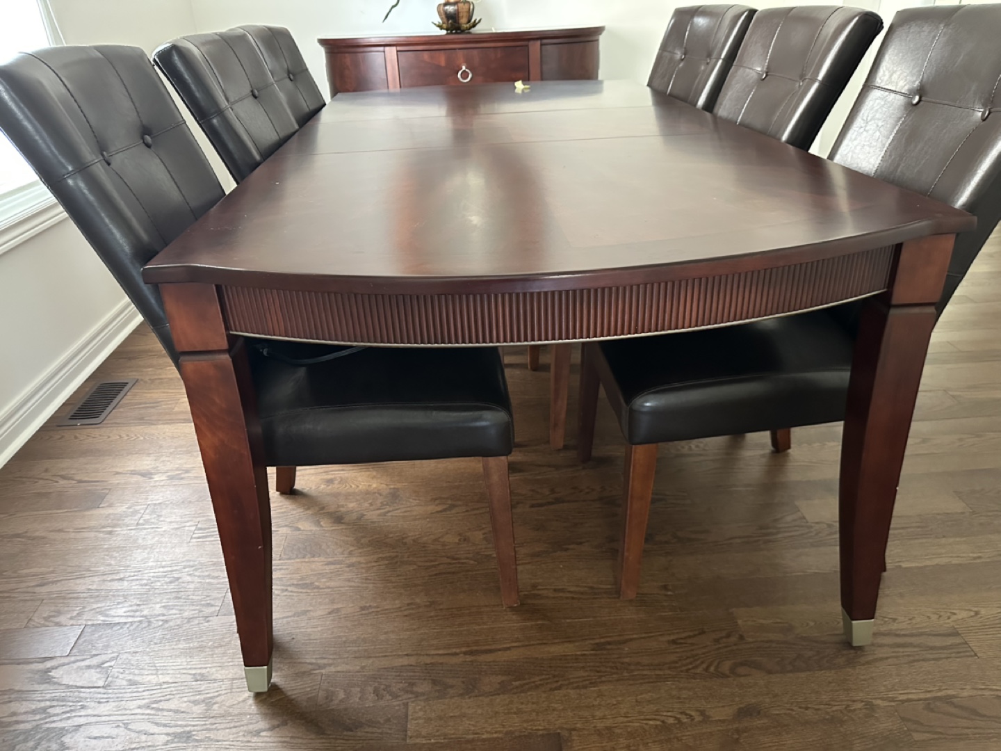 Dark Wood Dining Table Set with 6 Chairs - photo 2