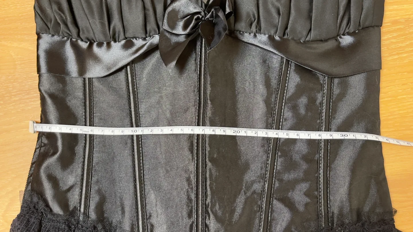 Black Satin Corset with Lace Trim image indicator(5)