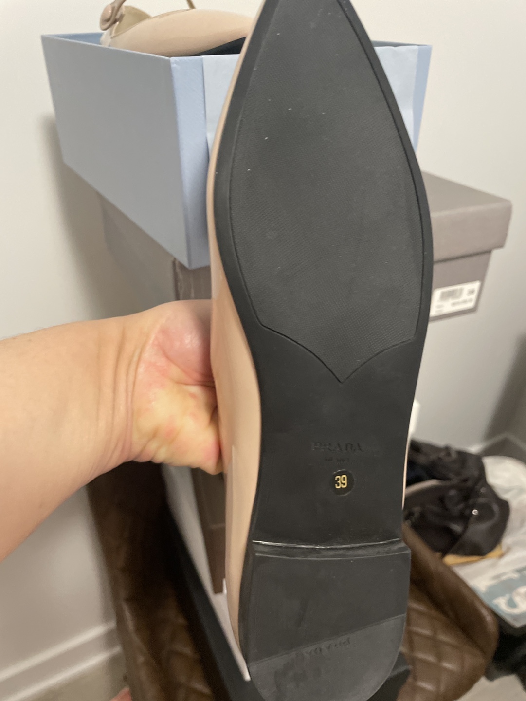Prada Cipria Patent Leather Ballerina Flats Size 39 - photo 3