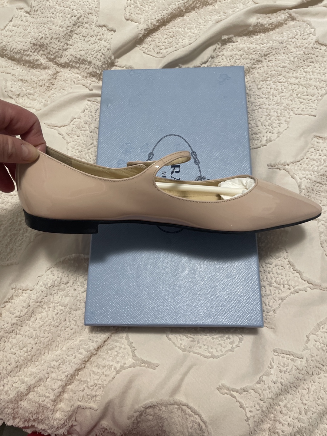 Prada Cipria Patent Leather Ballerina Flats Size 39 - photo 5