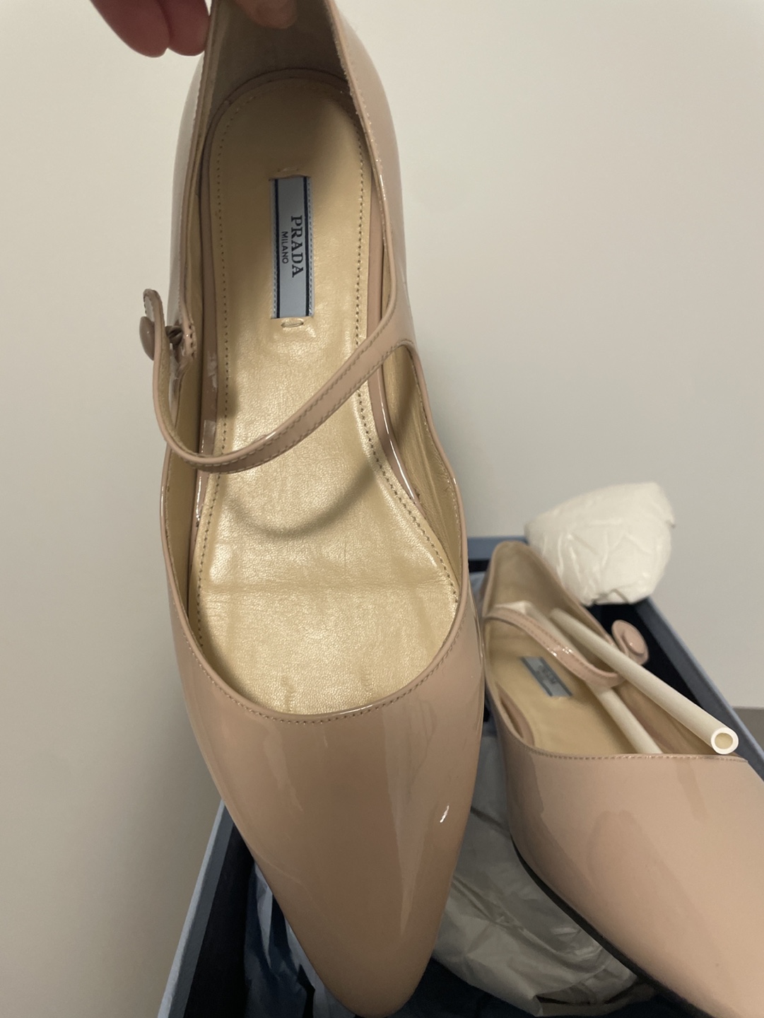 Prada Cipria Patent Leather Ballerina Flats Size 39 - photo 2