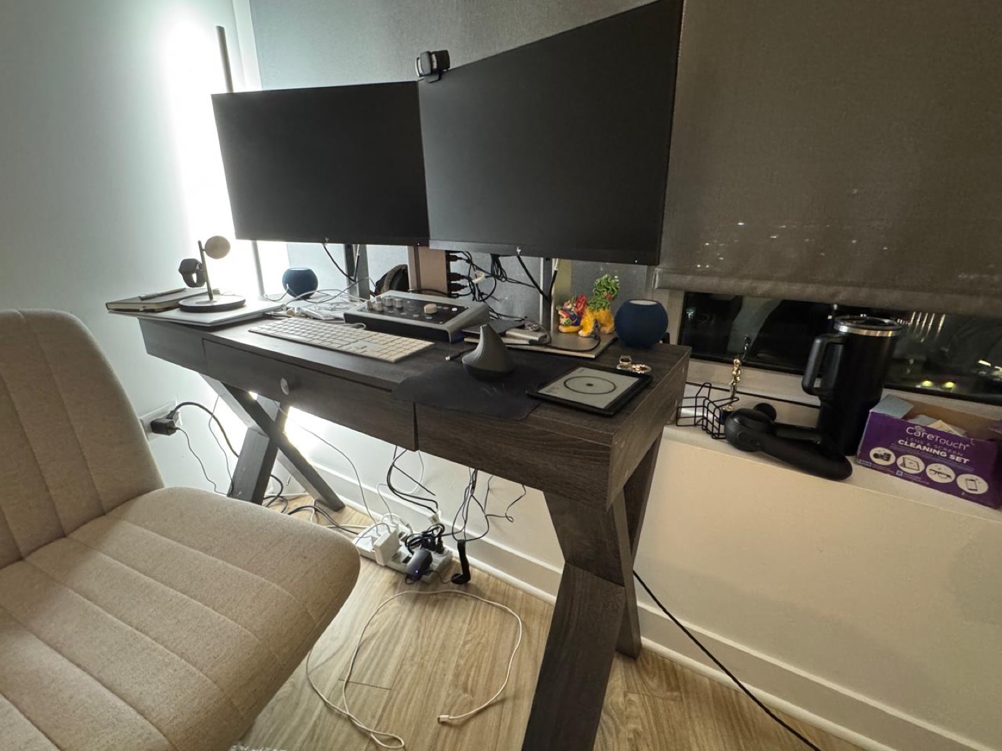 Modern Gray Writing Desk with X-Shaped Legs