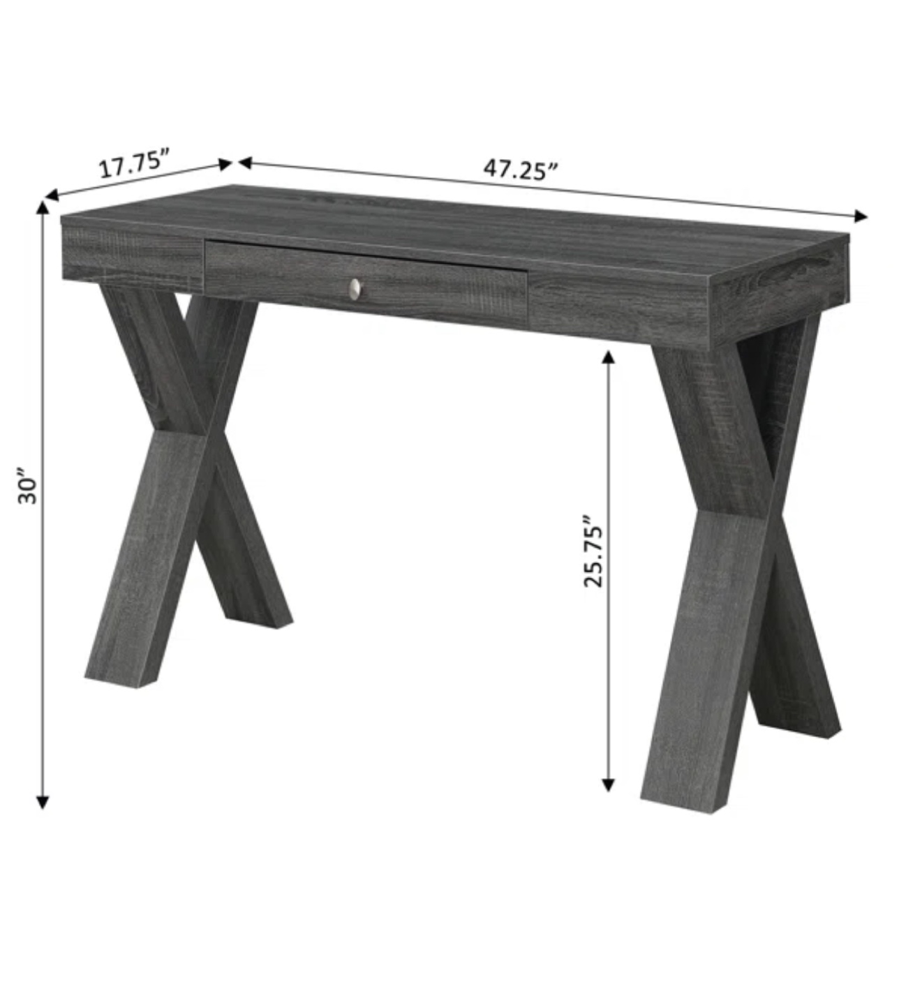 Modern Gray Writing Desk with X-Shaped Legs - photo 3