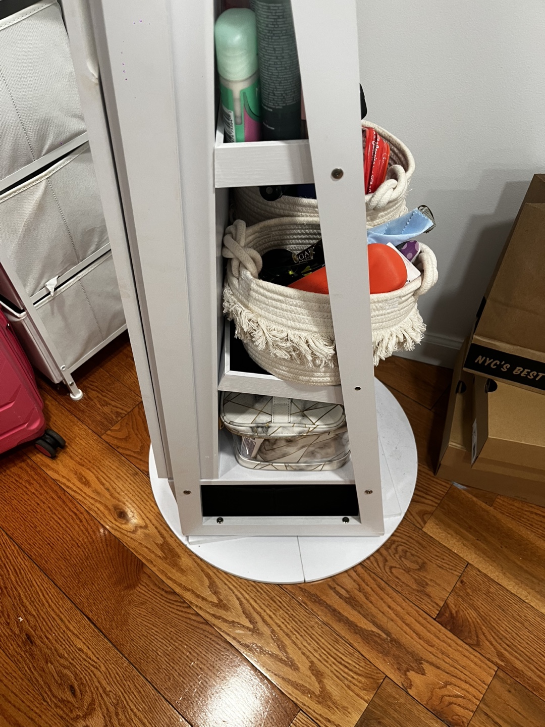 White Freestanding Jewelry Armoire with Mirror - photo 5