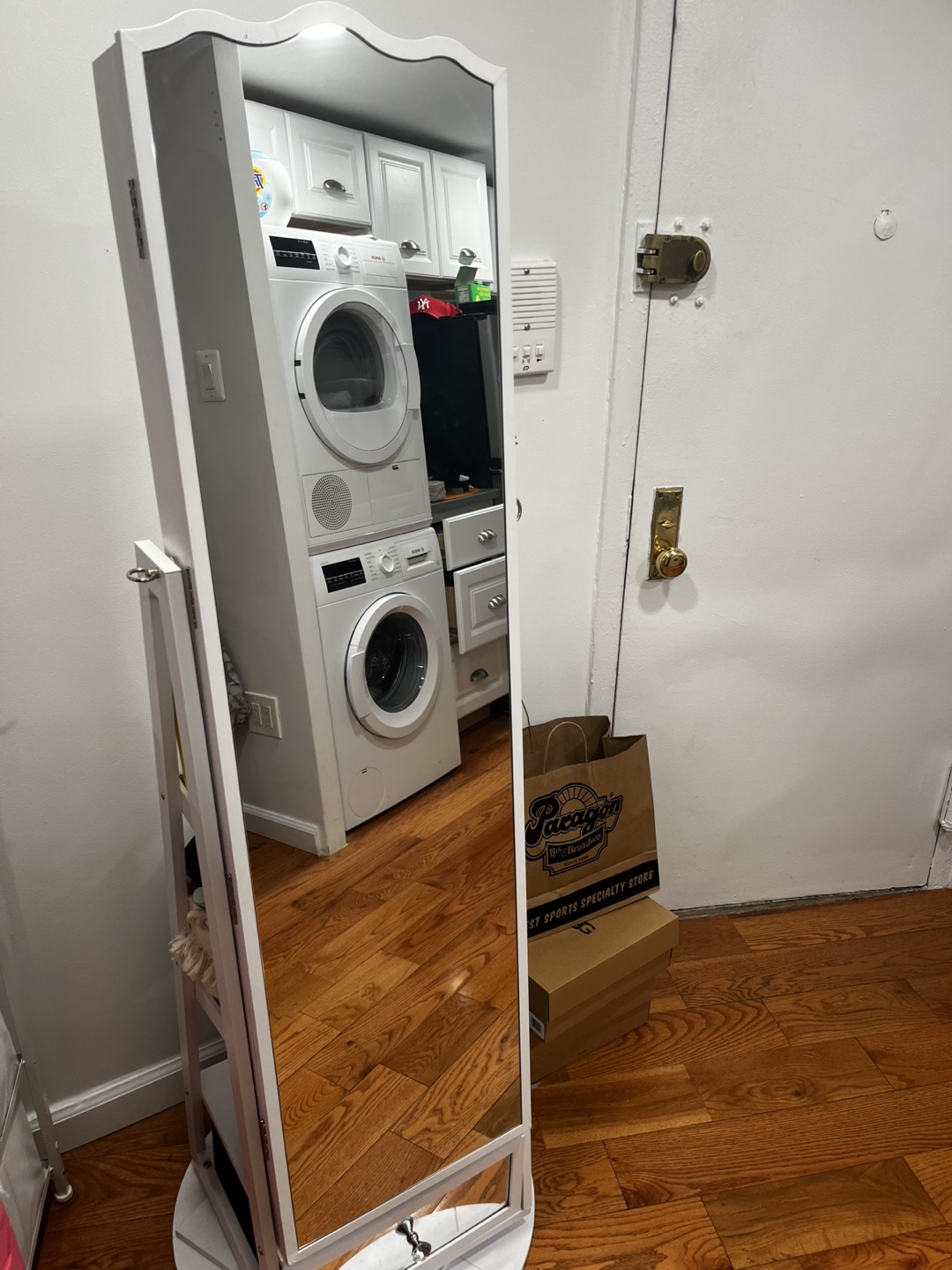 White Freestanding Jewelry Armoire with Mirror - photo 2