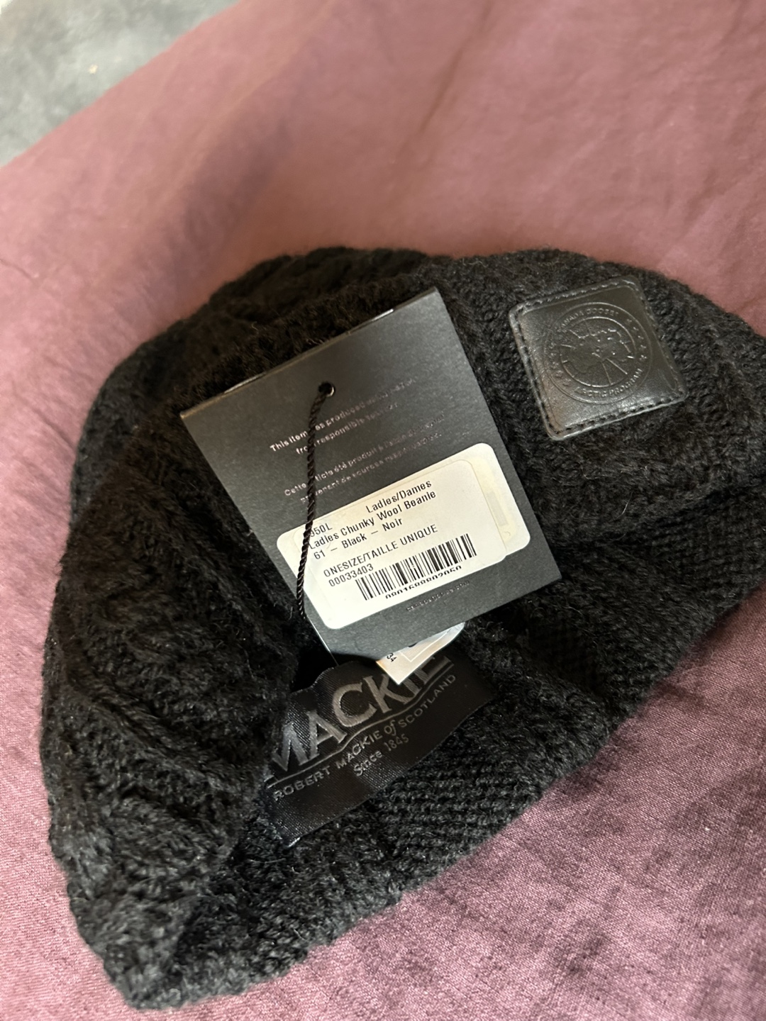 Canada Goose x Robert Mackie Black Cable Knit Beanie - photo 3