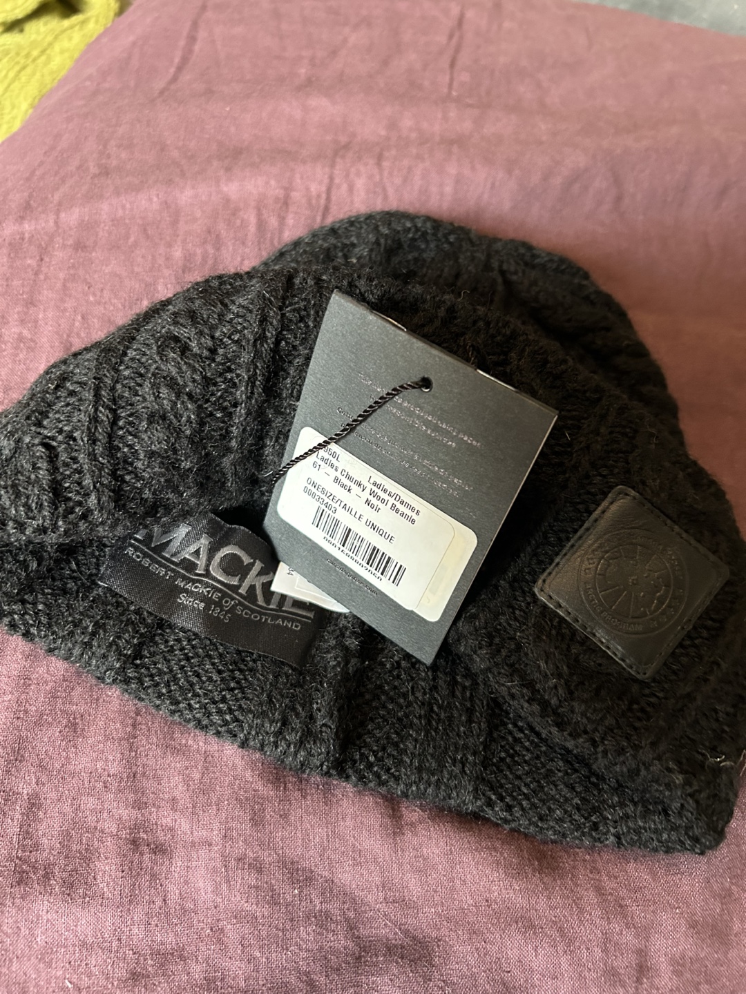 Canada Goose x Robert Mackie Black Cable Knit Beanie - photo 2