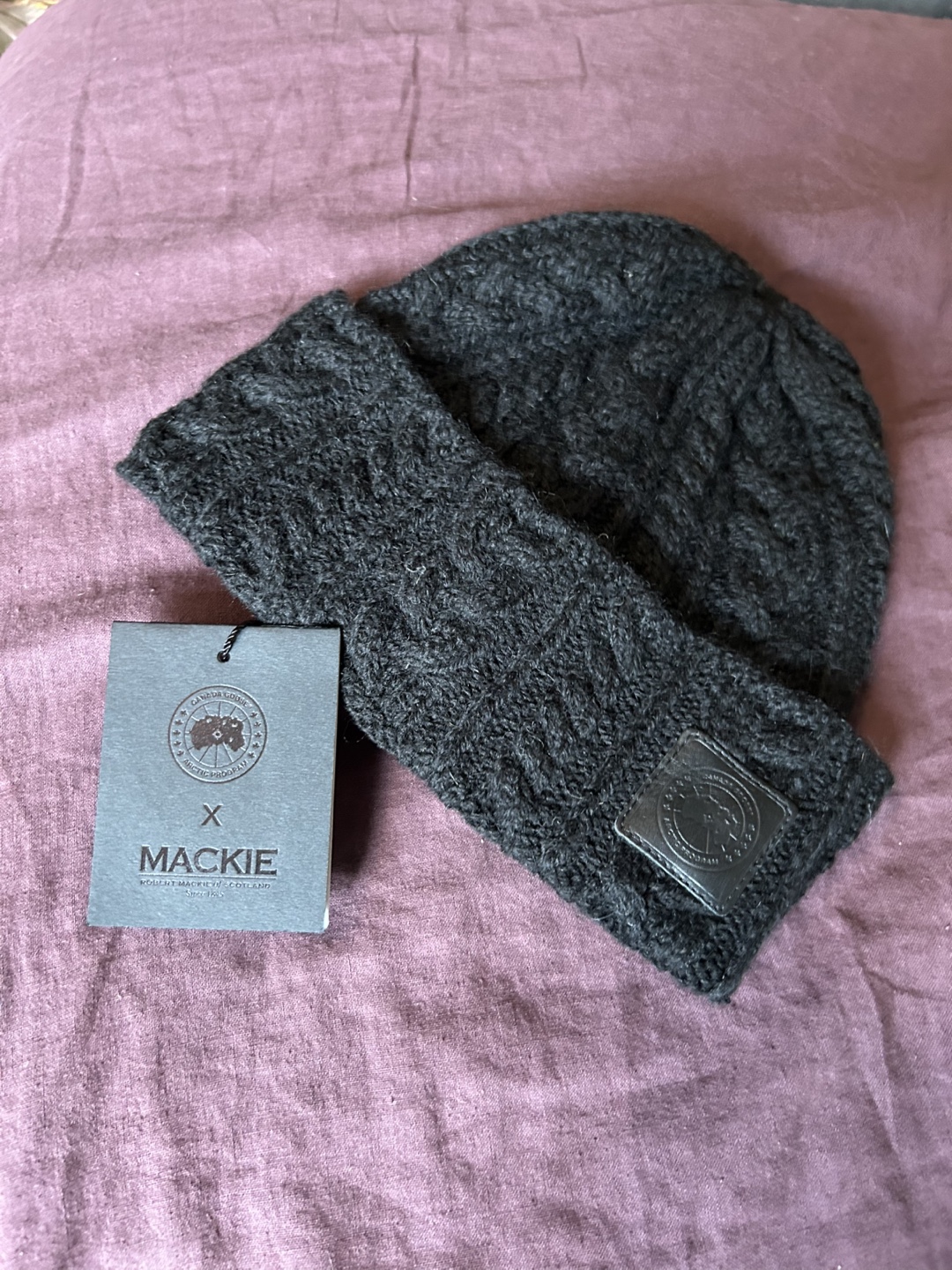 Canada Goose x Robert Mackie Black Cable Knit Beanie