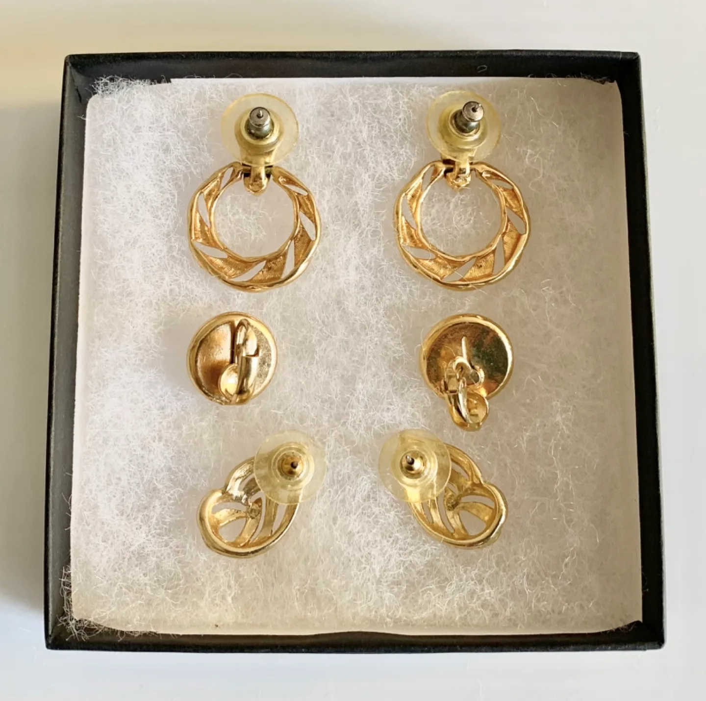 Gold Tone Earrings Set - 3 Pairs  #freecycle image indicator(2)
