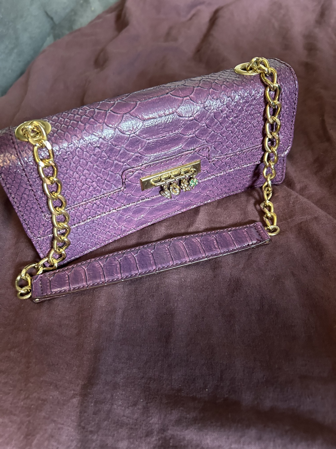 Liz Claiborne Purple Snakeskin Bag