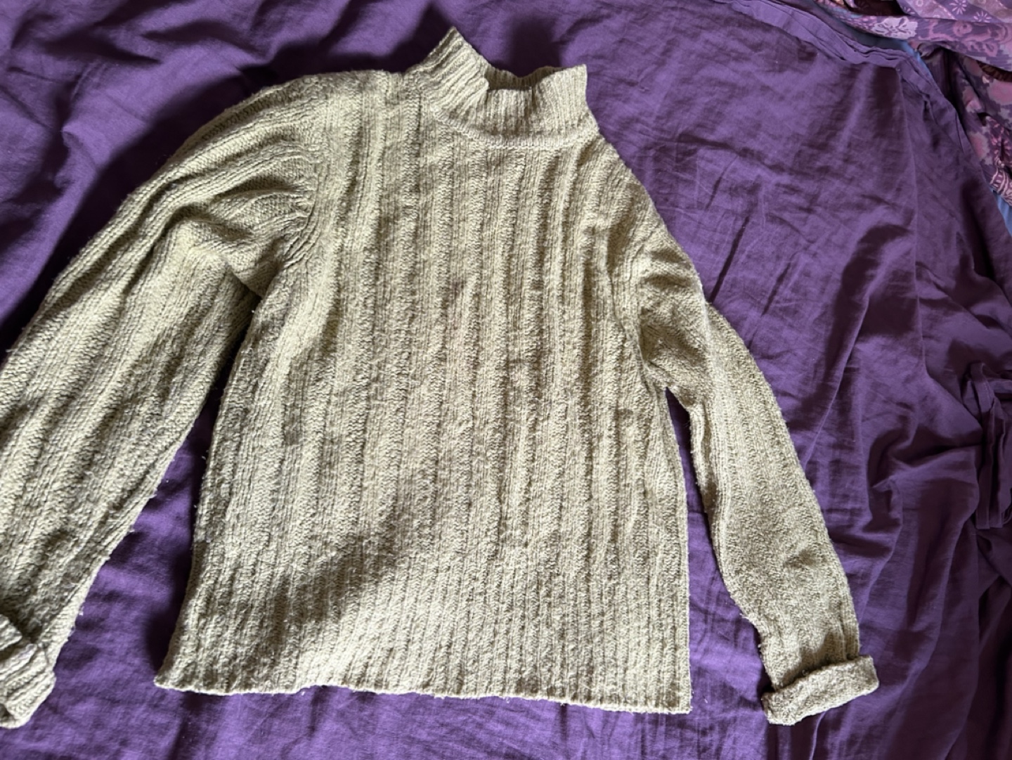 Olive Green Mock Neck Knit Sweater