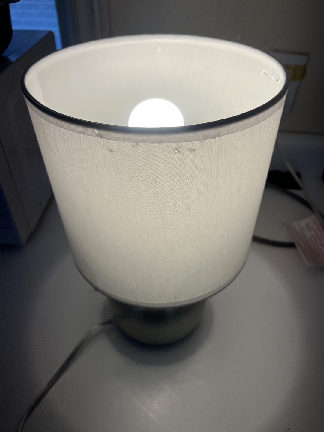 Small Brushed Nickel Table Lamp with White Shade - photo 3