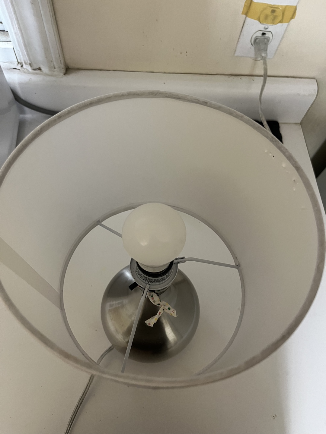 Small Brushed Nickel Table Lamp with White Shade - photo 2