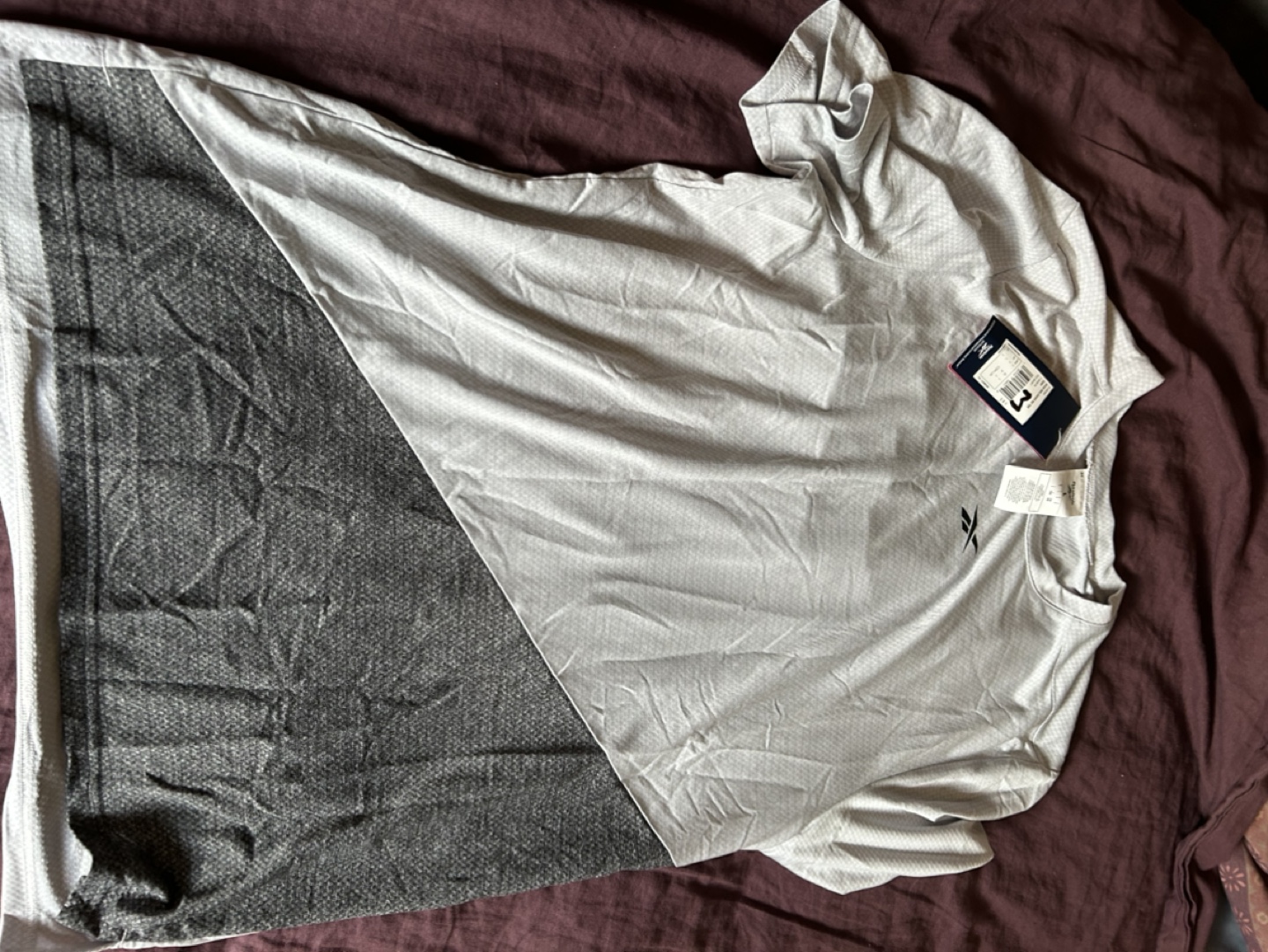Reebok Men's Sport T-Shirt - Grey/Black, Size Large