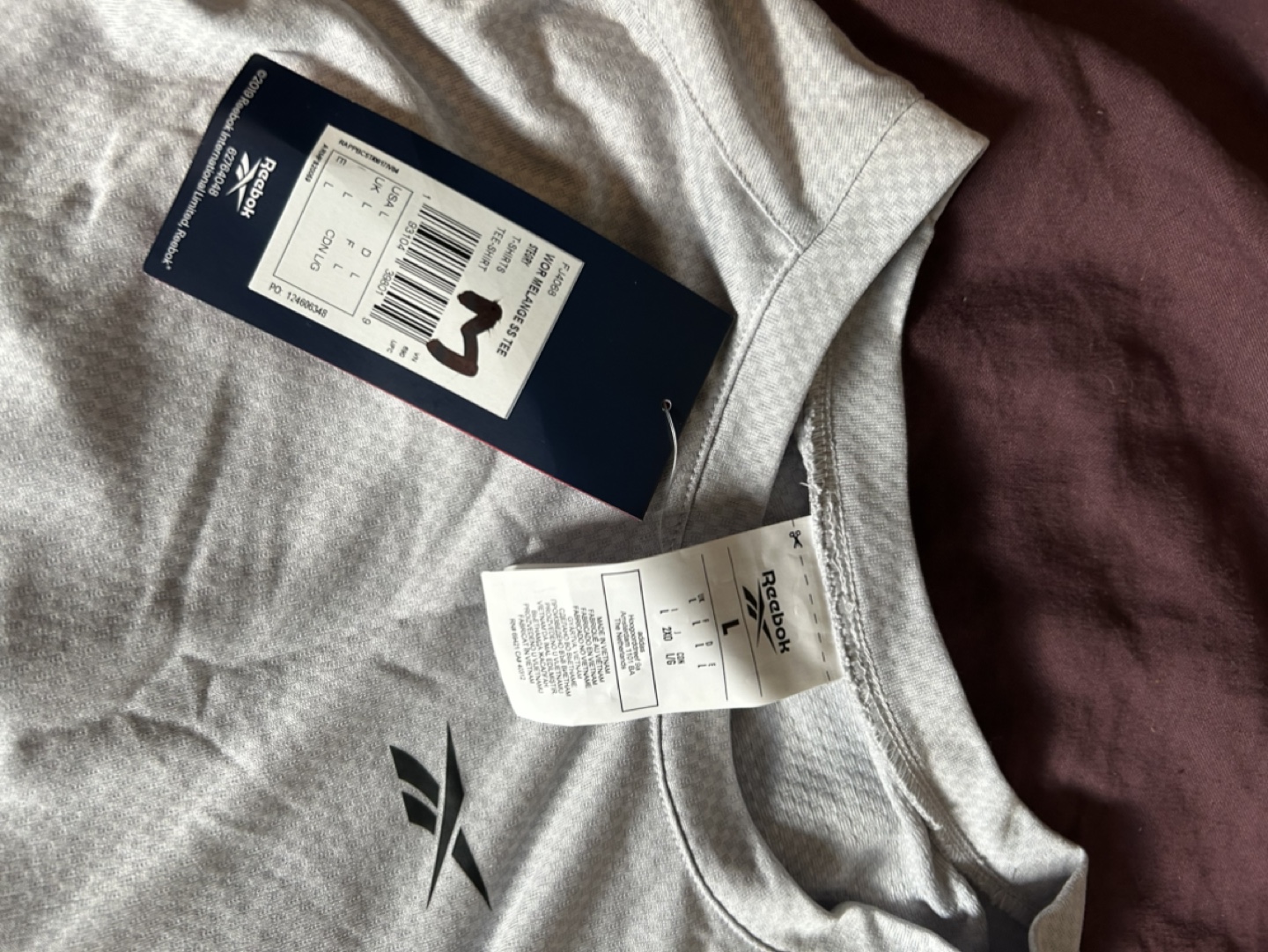 Reebok Men's Sport T-Shirt - Grey/Black, Size Large - photo 2