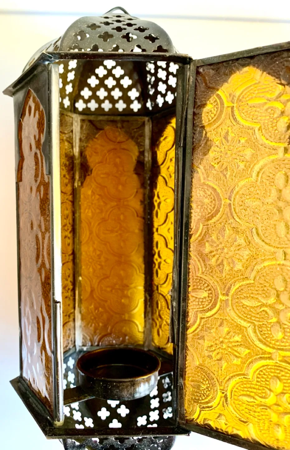 Moroccan Tealight Hanging Lanterns - Amber & Blue image indicator(3)