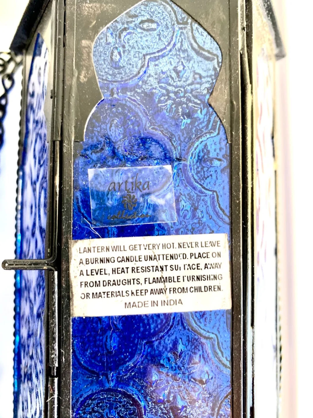 Moroccan Tealight Hanging Lanterns - Amber & Blue image indicator(5)