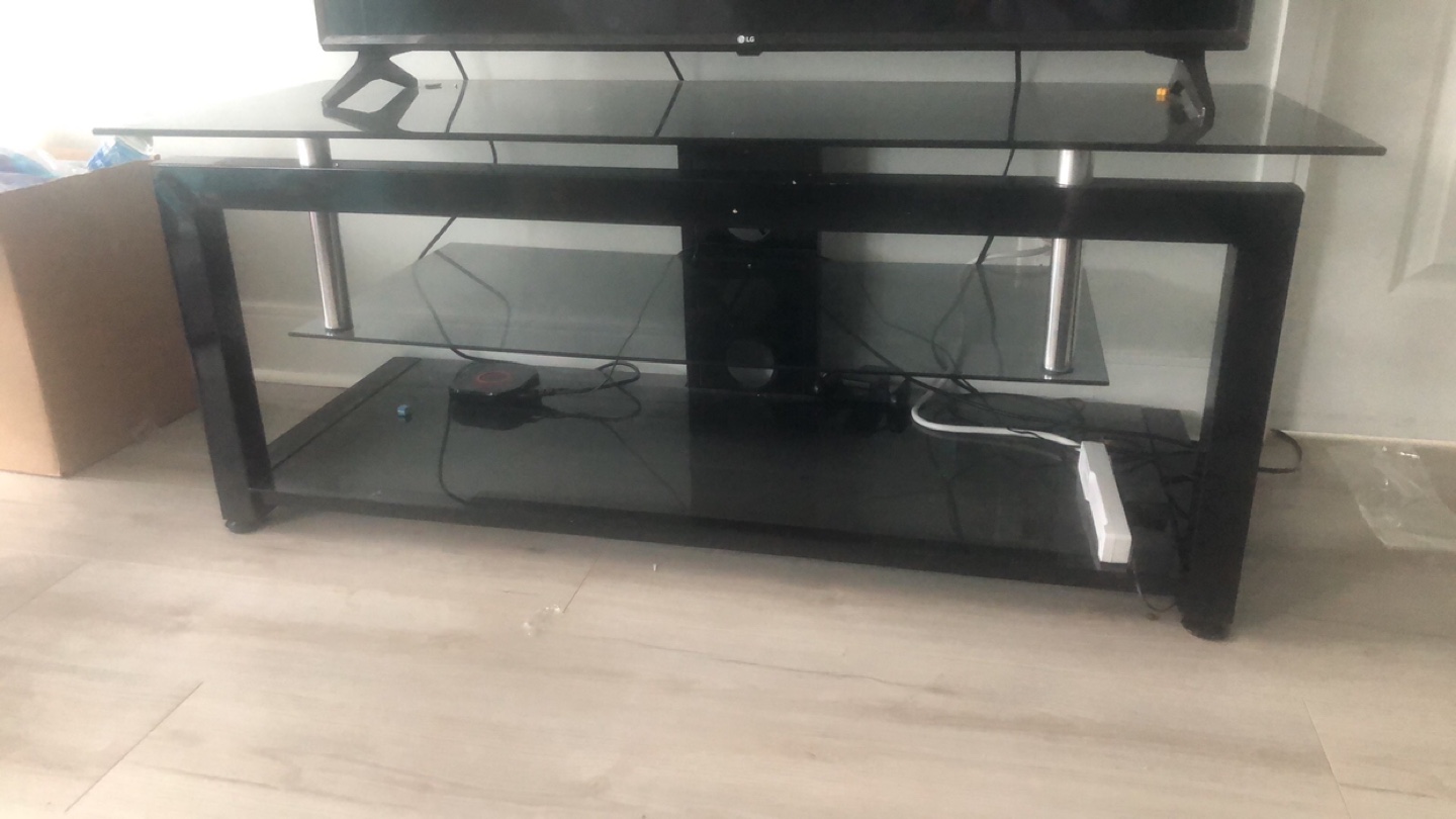 Black Glass TV Stand - photo 2