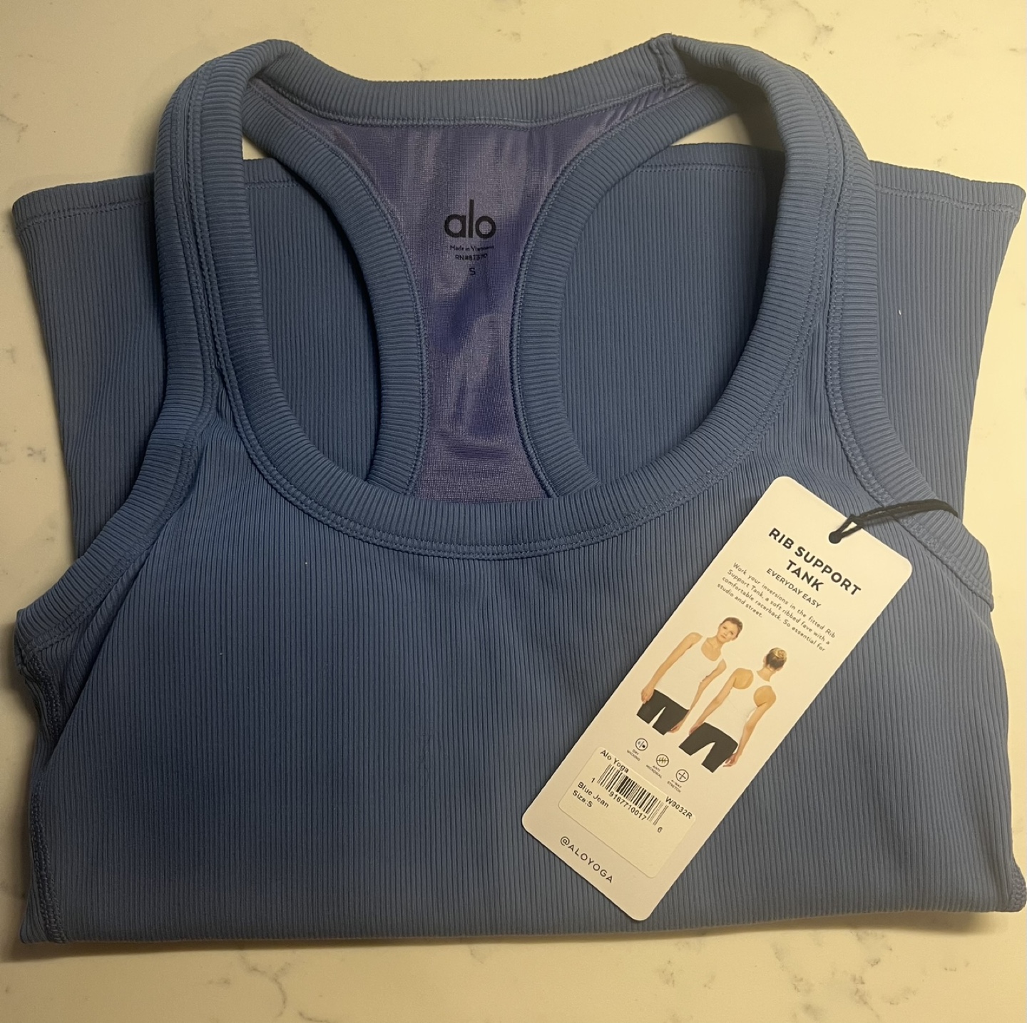 Alo Yoga Rib Support Tank - Size Small - Blue Jean - photo 4