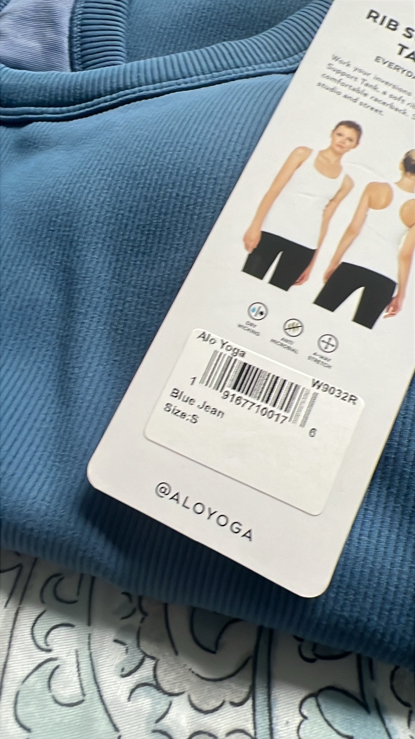 Alo Yoga Rib Support Tank - Size Small - Blue Jean - photo 2