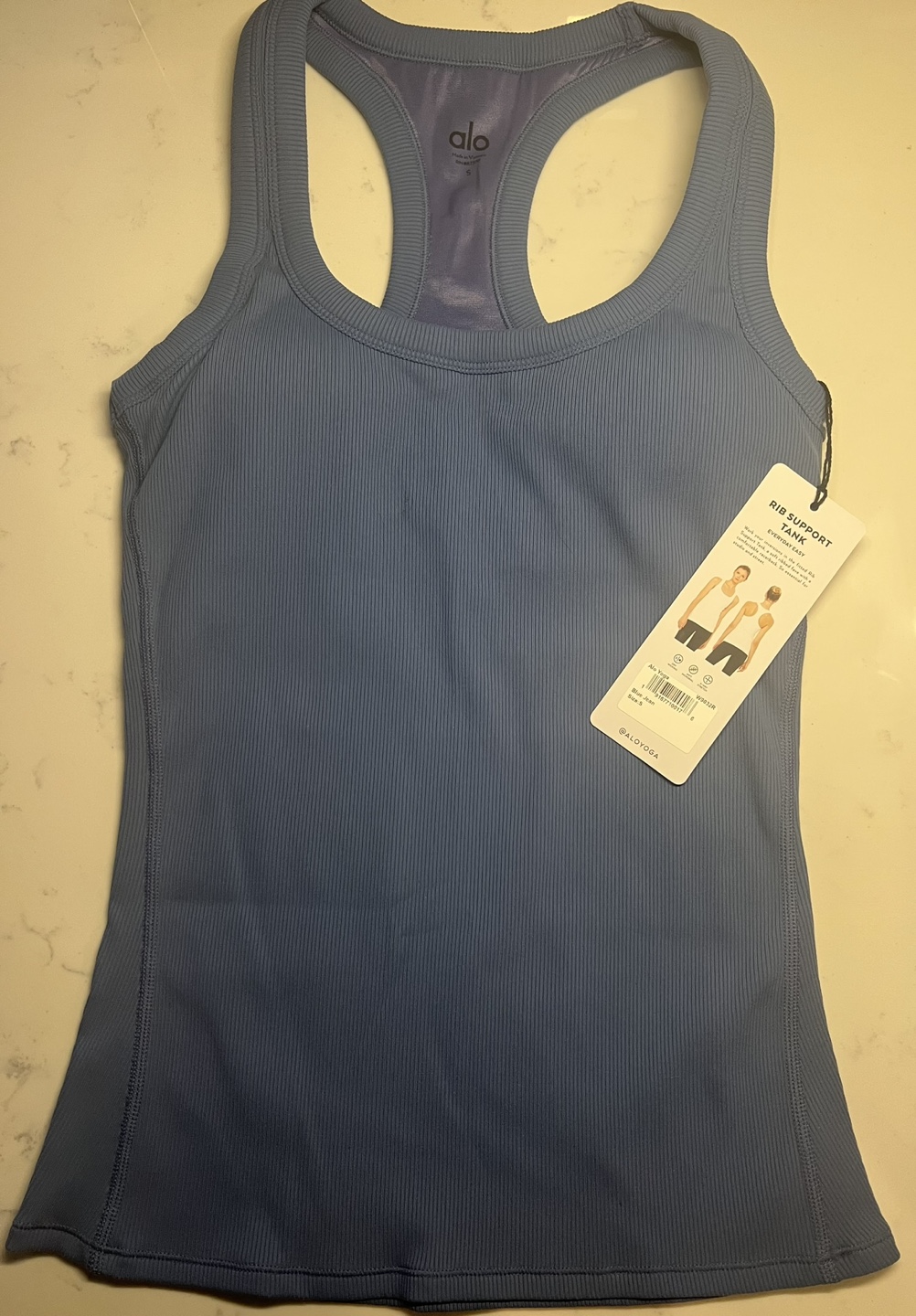 Alo Yoga Rib Support Tank - Size Small - Blue Jean - photo 5