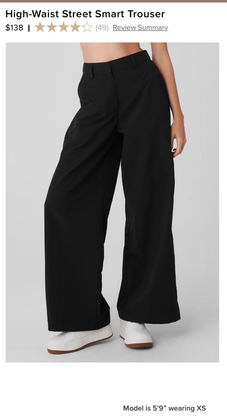 Alo Yoga High-Waist Street Smart Trousers - Black - XS