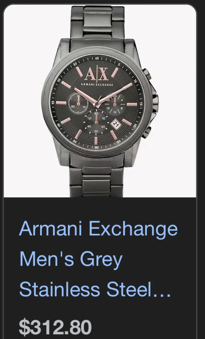 Armani Exchange Men's Grey Stainless Steel Watch image indicator(2)