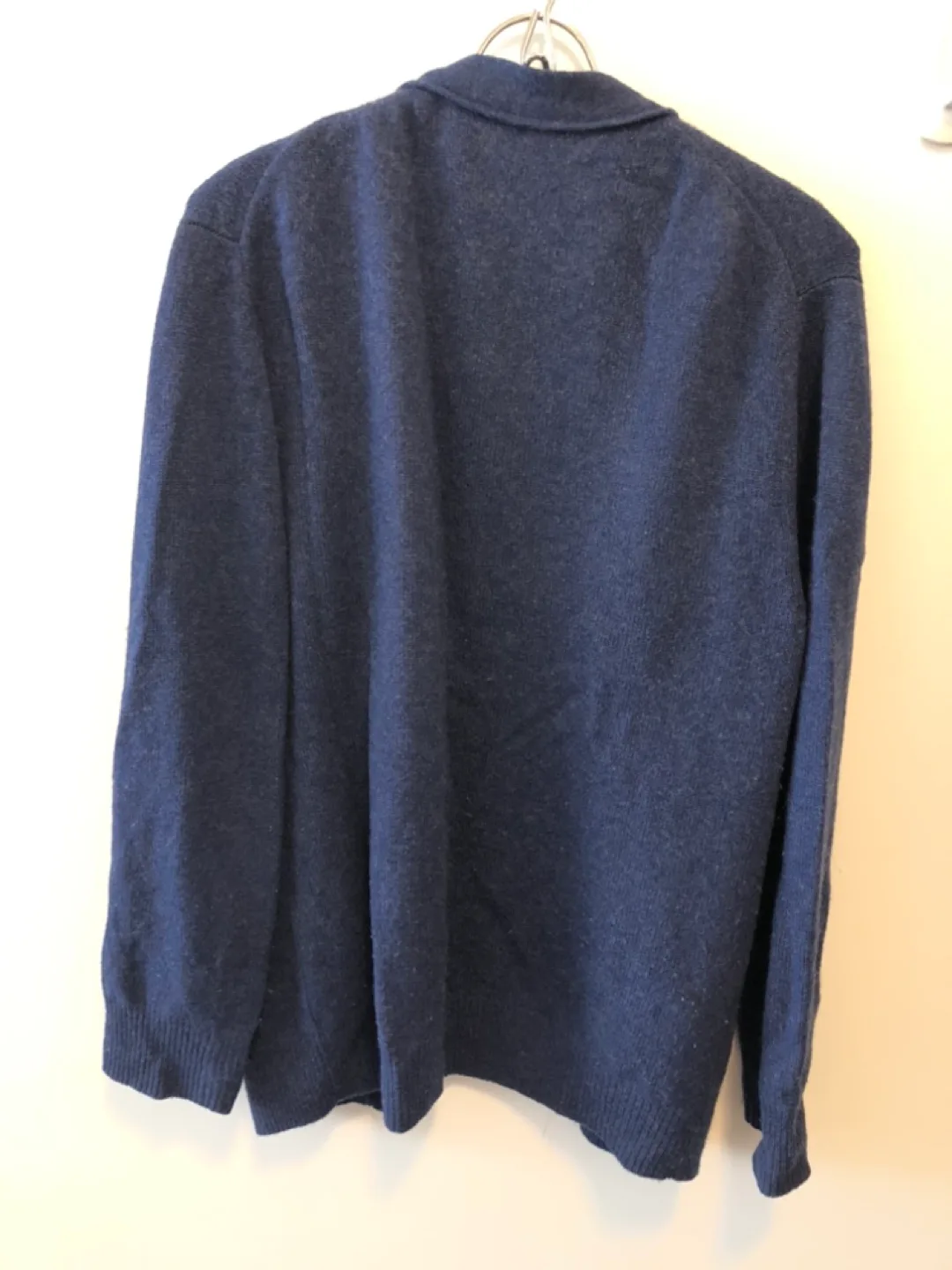 Navy Blue Wool Cardigan Sweater image indicator(2)