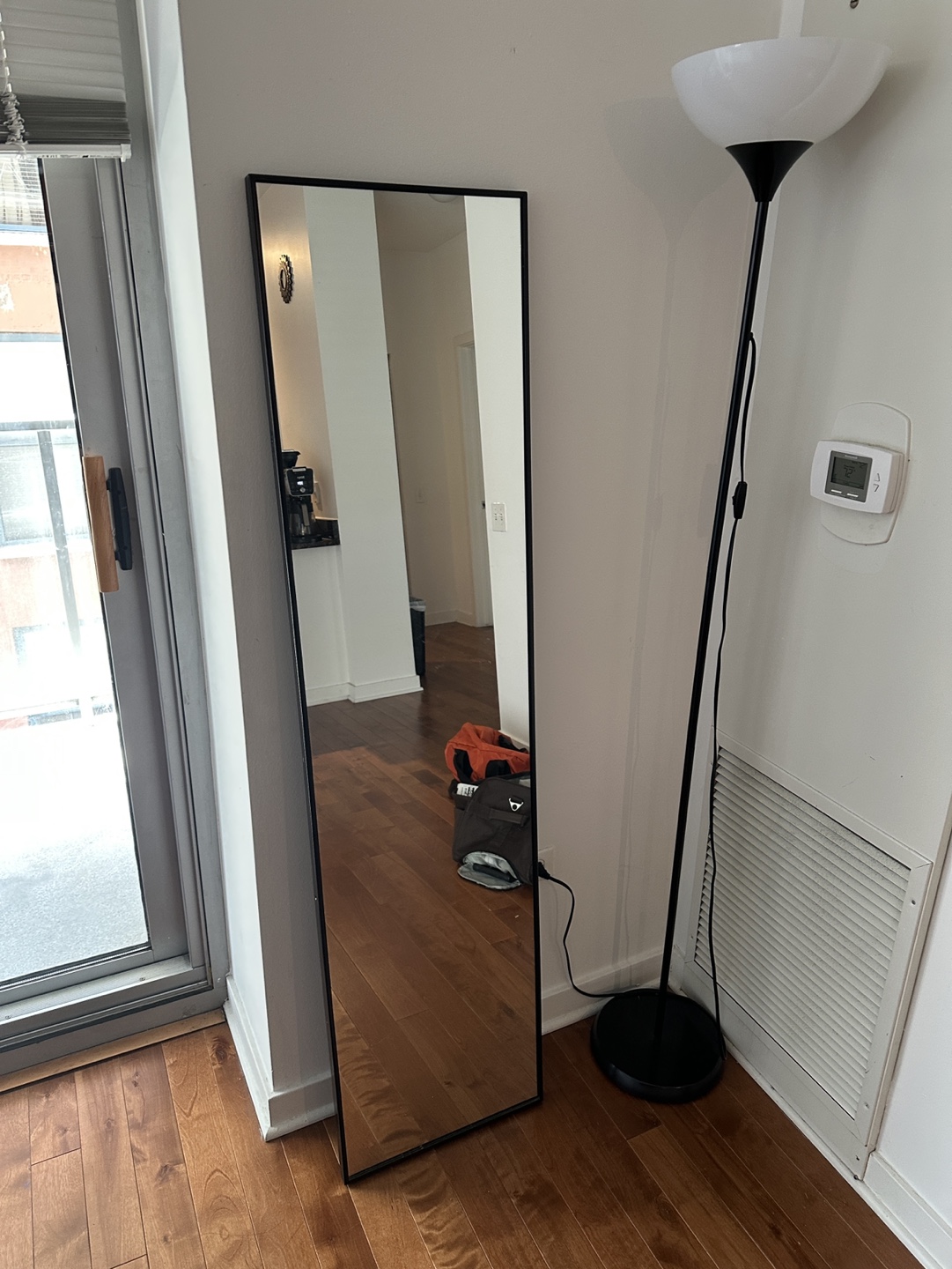 1 Full length mirror and 2 Black Floor Lamp with Reading Light