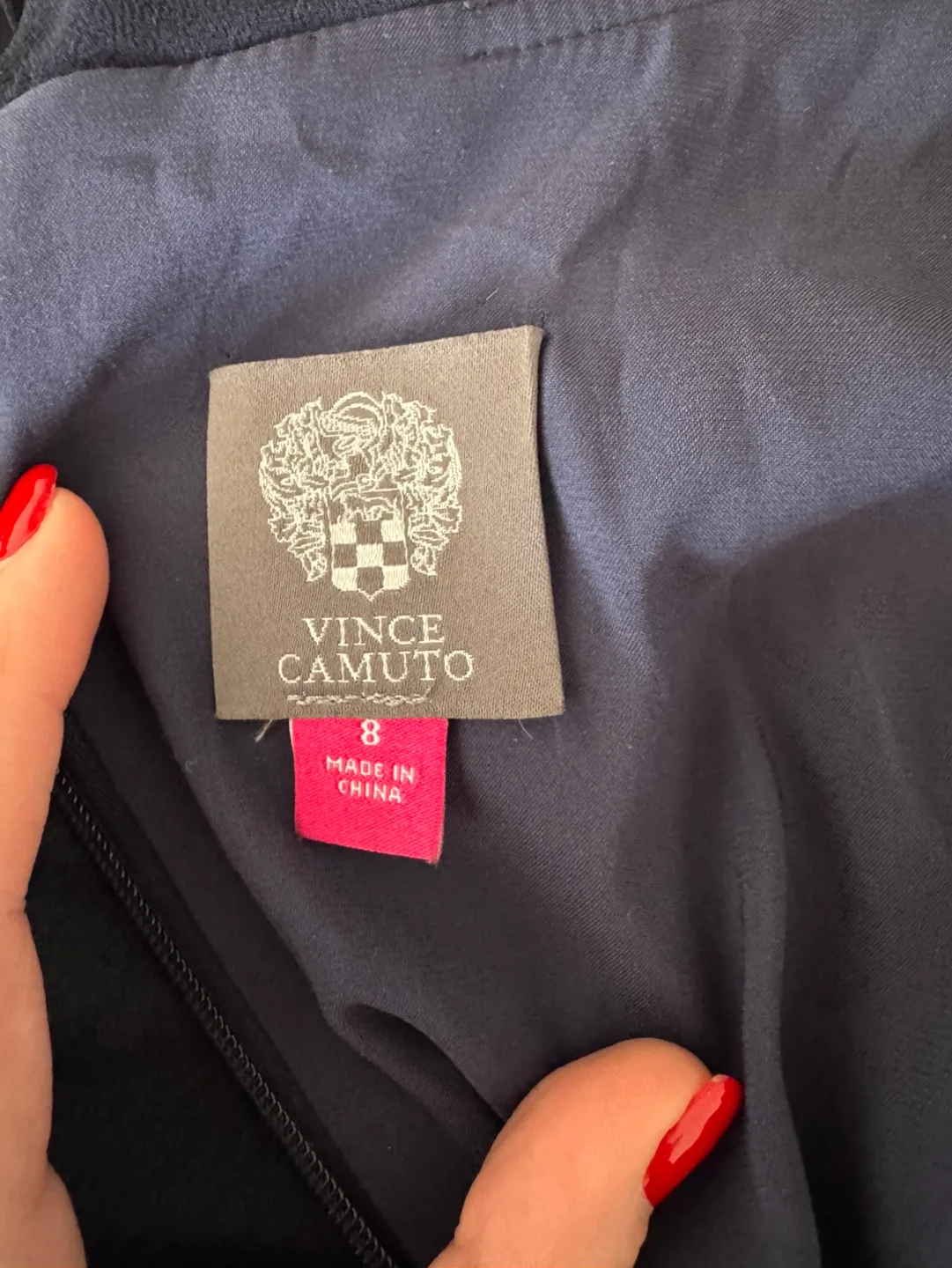 Vince Camuto Navy Beaded Chiffon Dress | Size 8 image indicator(7)