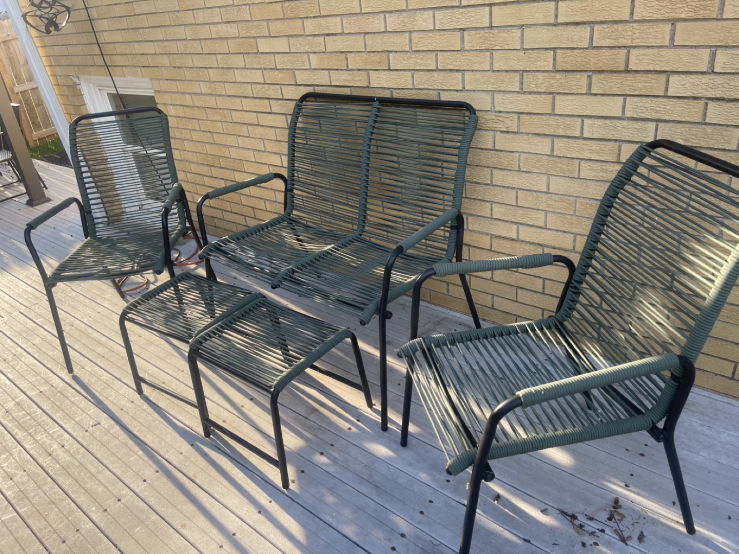 Outdoor Patio Conversation Set - 2 Chairs, Loveseat, & Ottoman