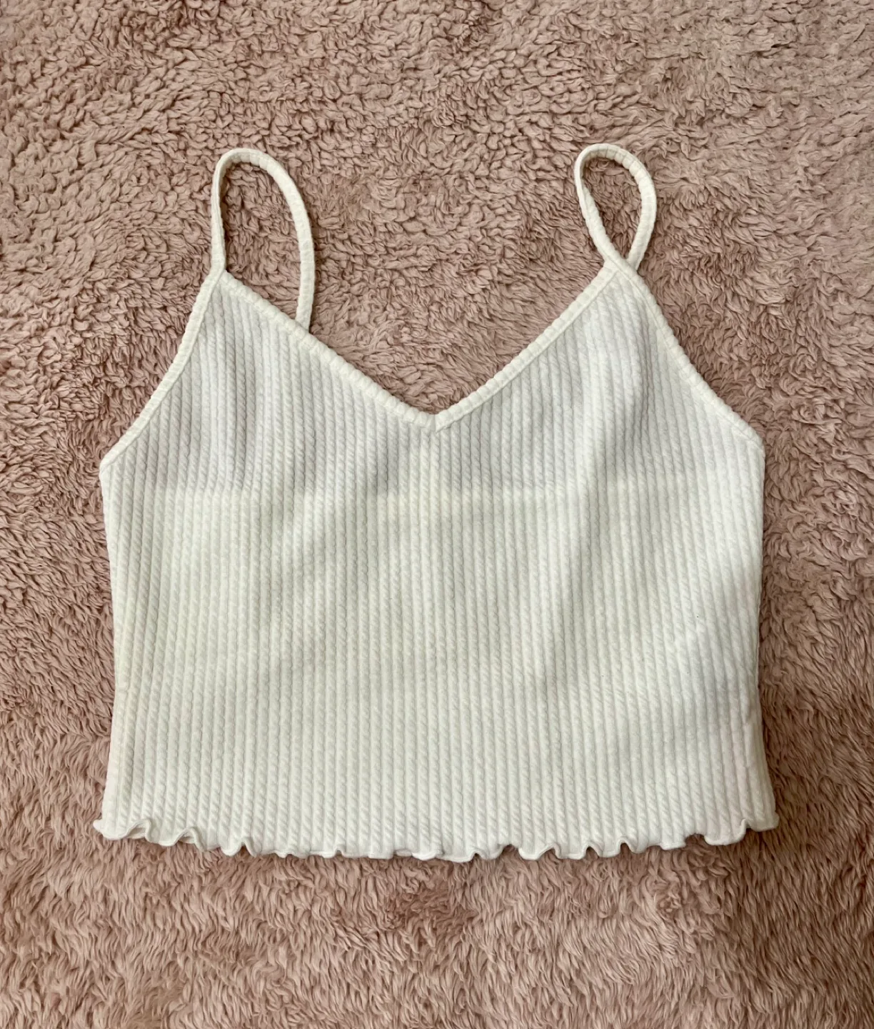 Forever 21 White Ribbed Crop Tank Top thumbnail